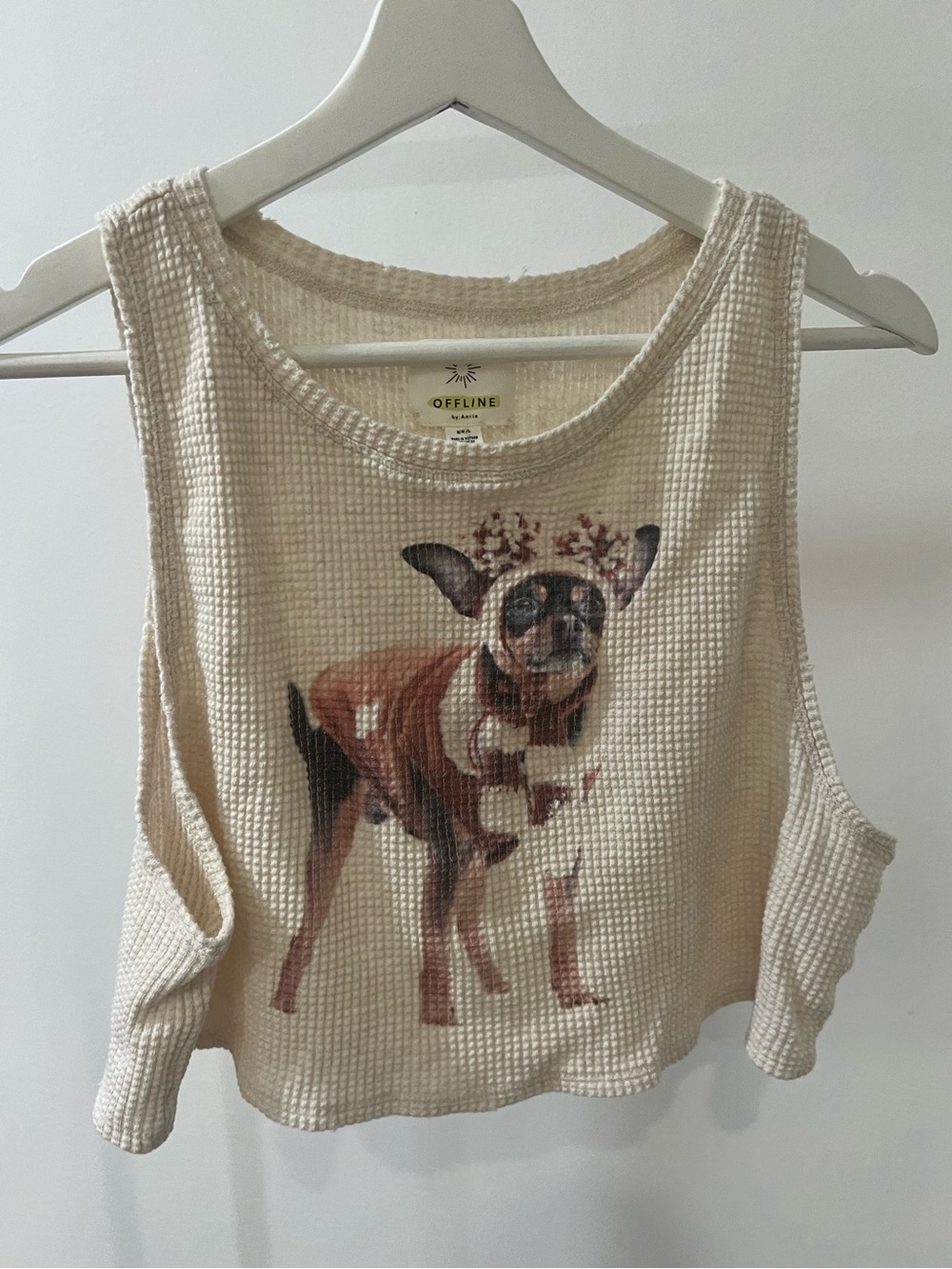 Offline by Aerie Cream Waffle-Knit Tank with Dog Graphic - Picture 2 of 4